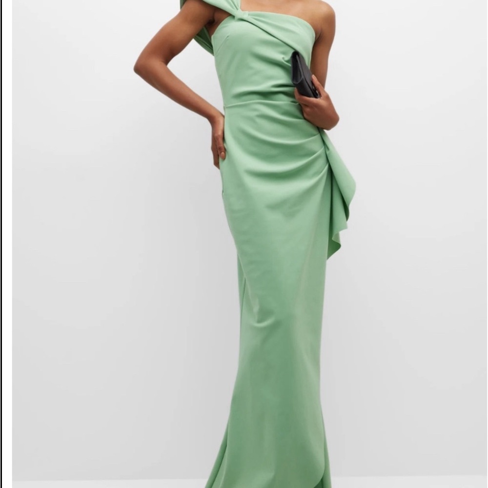 Chiara Boni Mint Green One Shoulder Gown